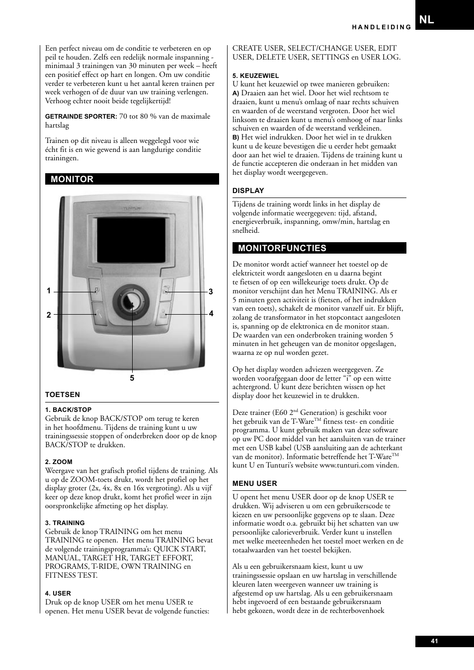 Tunturi E60 User Manual | Page 41 / 92