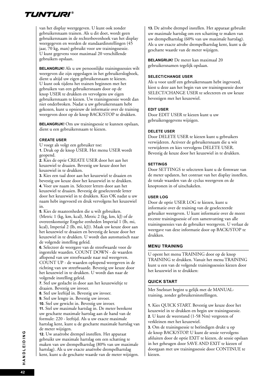 Tunturi E60 User Manual | Page 42 / 92