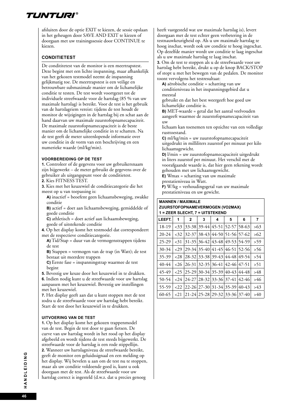 Tunturi E60 User Manual | Page 46 / 92