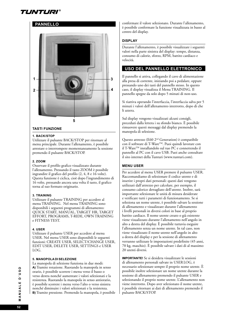 Tunturi E60 User Manual | Page 52 / 92