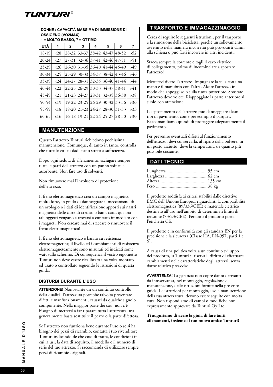 Tunturi E60 User Manual | Page 58 / 92