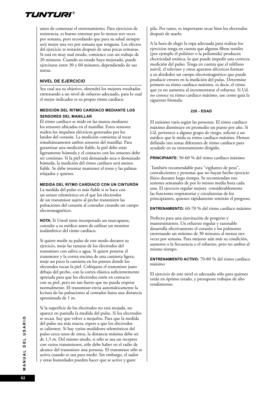 Tunturi E60 User Manual | Page 62 / 92