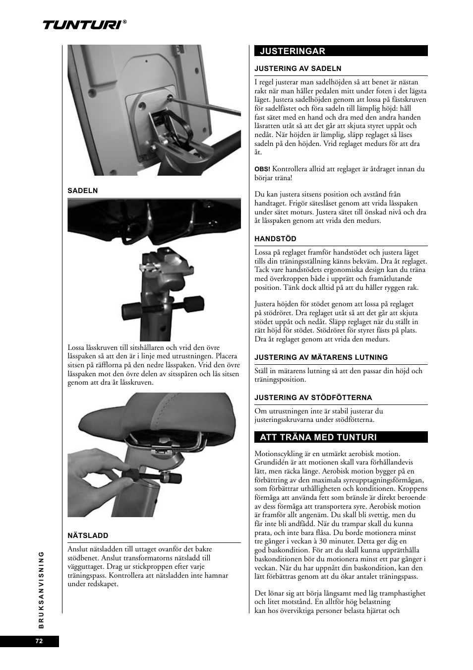 Tunturi E60 User Manual | Page 72 / 92