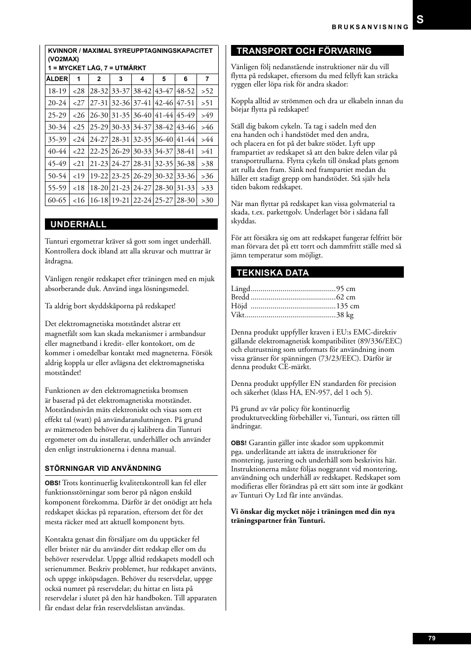 Tunturi E60 User Manual | Page 79 / 92