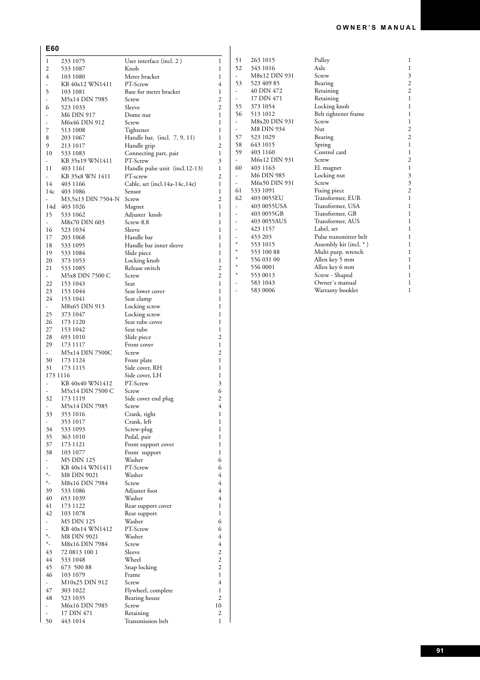 Tunturi E60 User Manual | Page 91 / 92