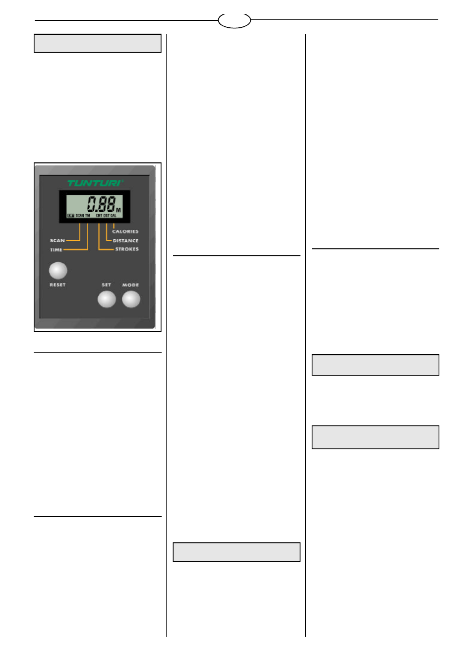 Service, Meter, Storage | Dimensions, 3 setting values, Keys, Functions, Replacing the batteries | Tunturi R 215 User Manual | Page 5 / 7