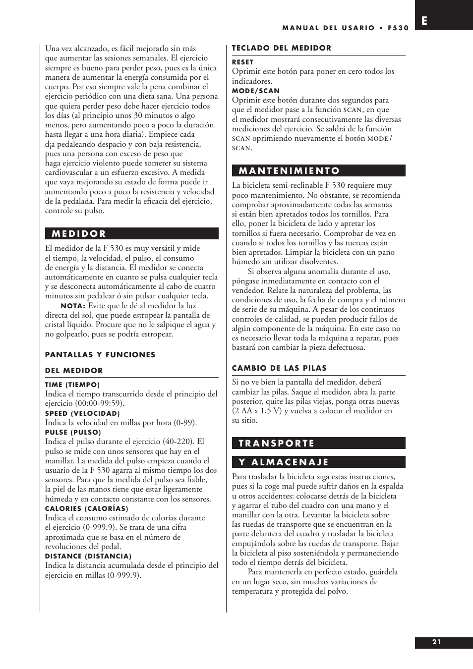 Tunturi F53O User Manual | Page 21 / 36