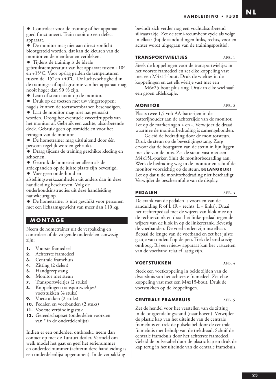 Tunturi F53O User Manual | Page 23 / 36