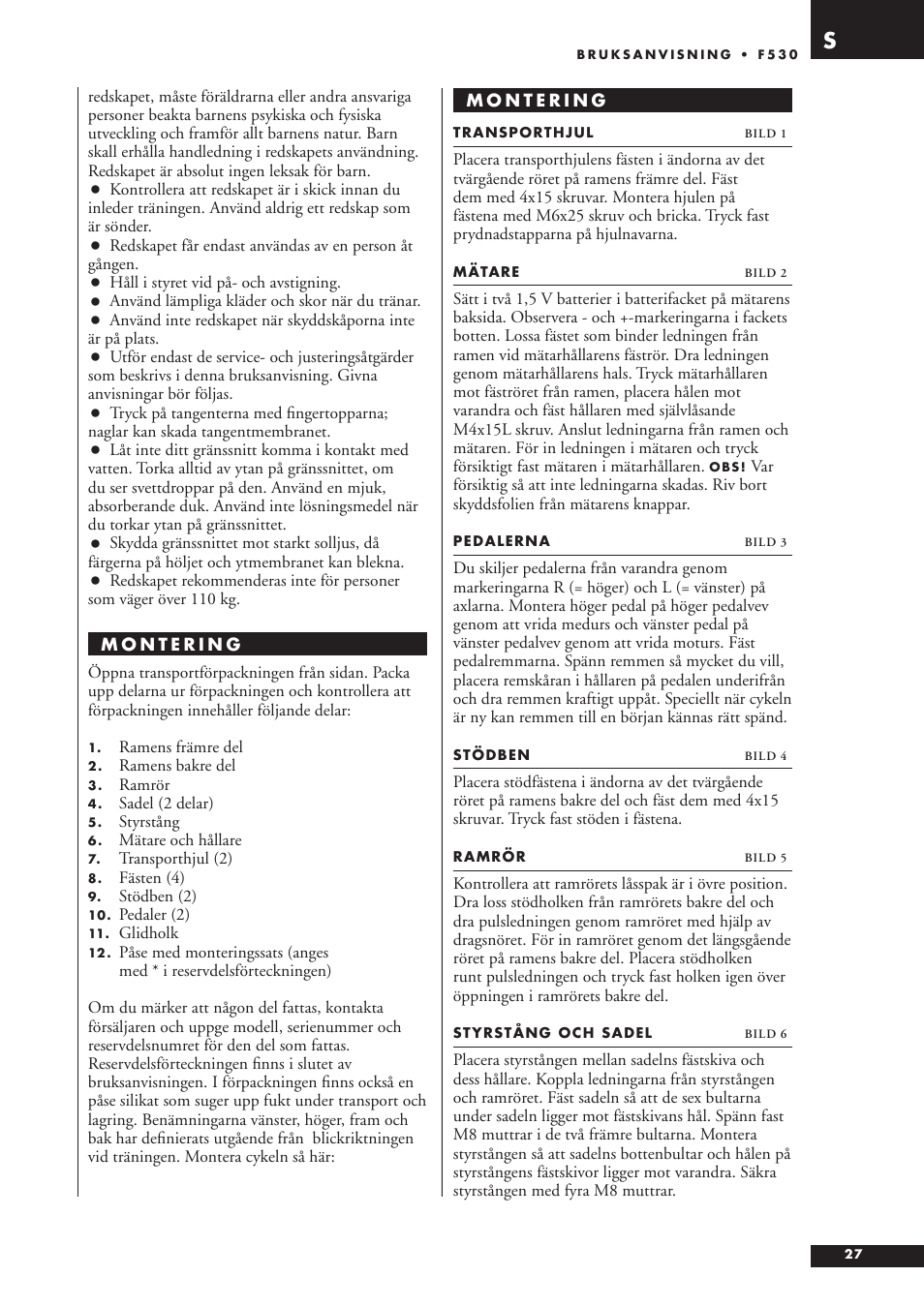 Tunturi F53O User Manual | Page 27 / 36