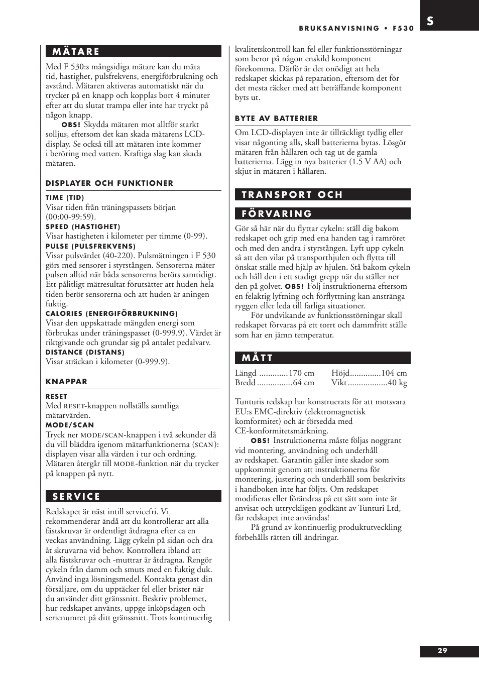 Tunturi F53O User Manual | Page 29 / 36