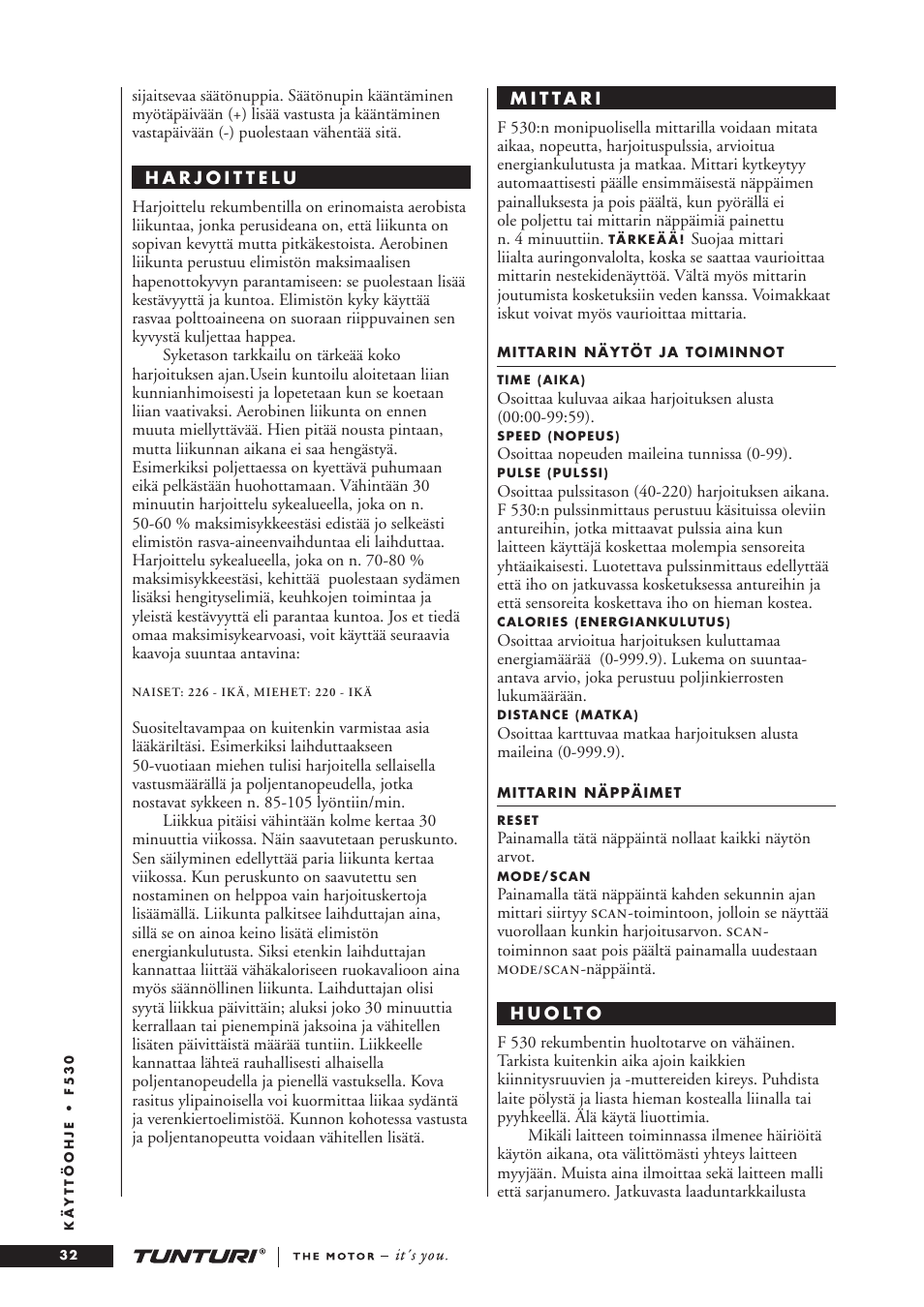 Tunturi F53O User Manual | Page 32 / 36