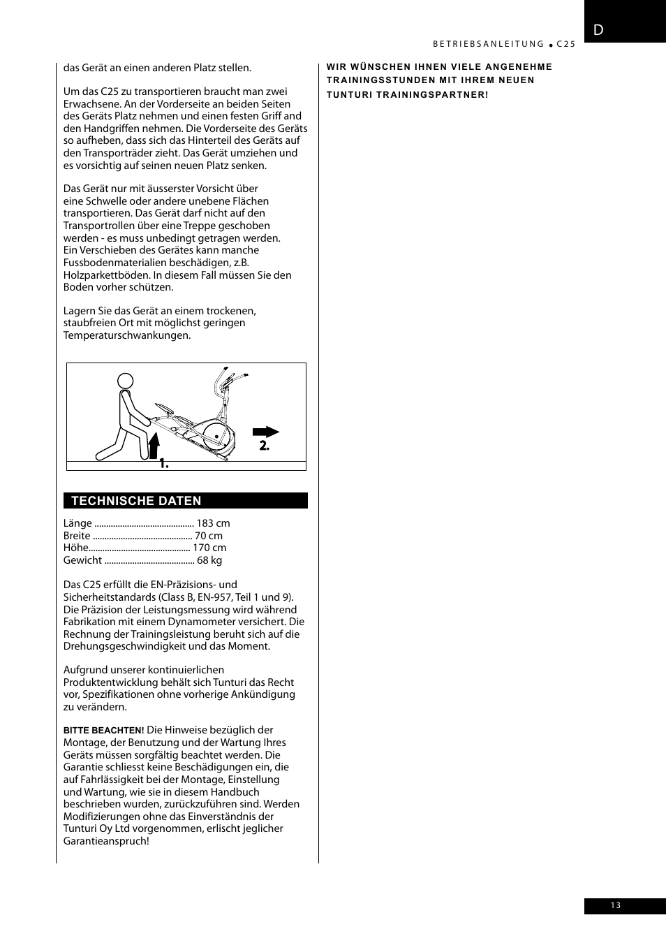 Tunturi C25 User Manual | Page 13 / 60