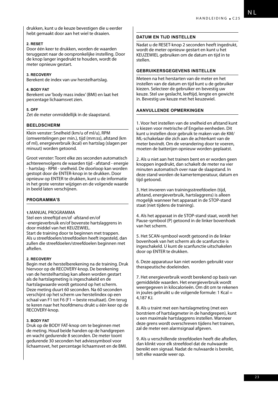 Tunturi C25 User Manual | Page 23 / 60