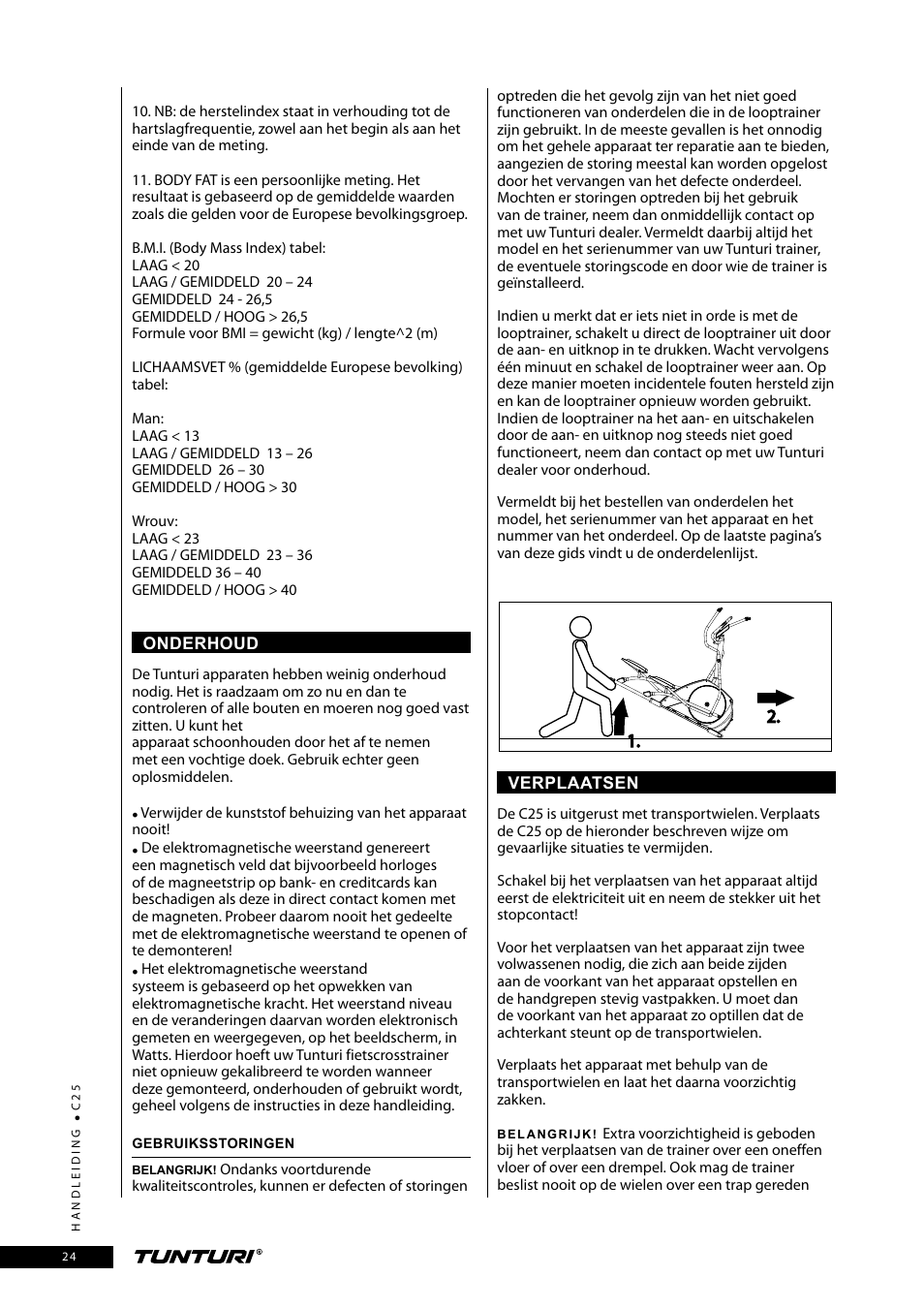 Tunturi C25 User Manual | Page 24 / 60