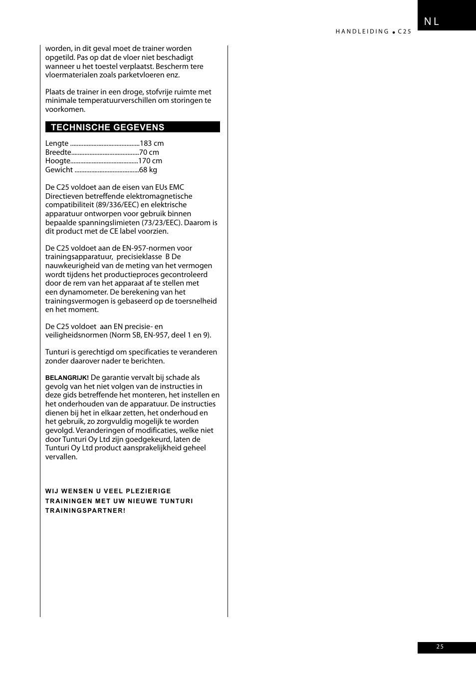 Tunturi C25 User Manual | Page 25 / 60