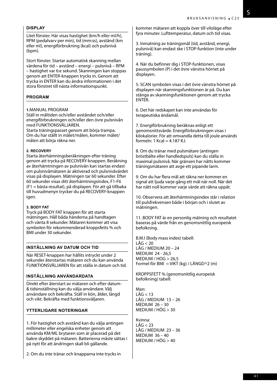 Tunturi C25 User Manual | Page 41 / 60