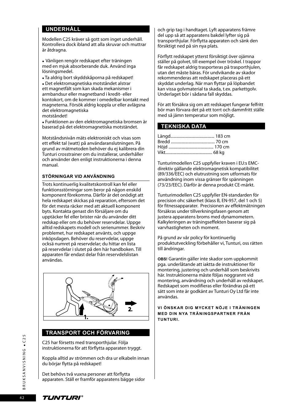 Tunturi C25 User Manual | Page 42 / 60