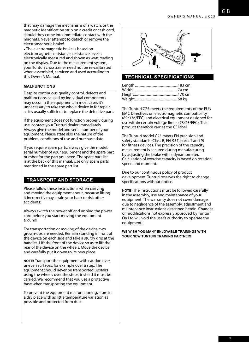 Tunturi C25 User Manual | Page 7 / 60