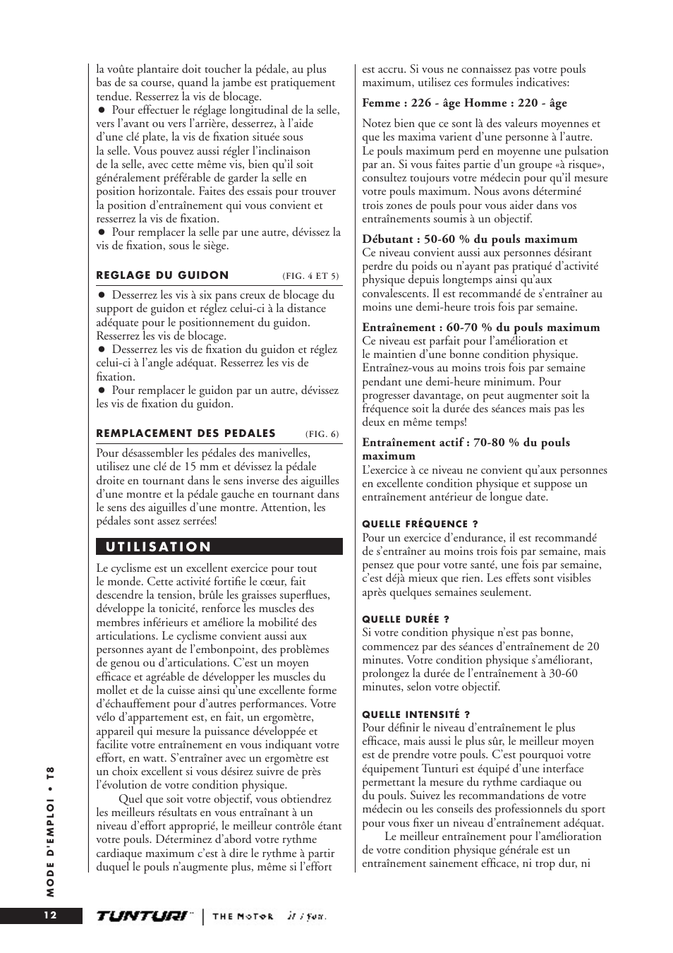 Tunturi T8 User Manual | Page 12 / 36