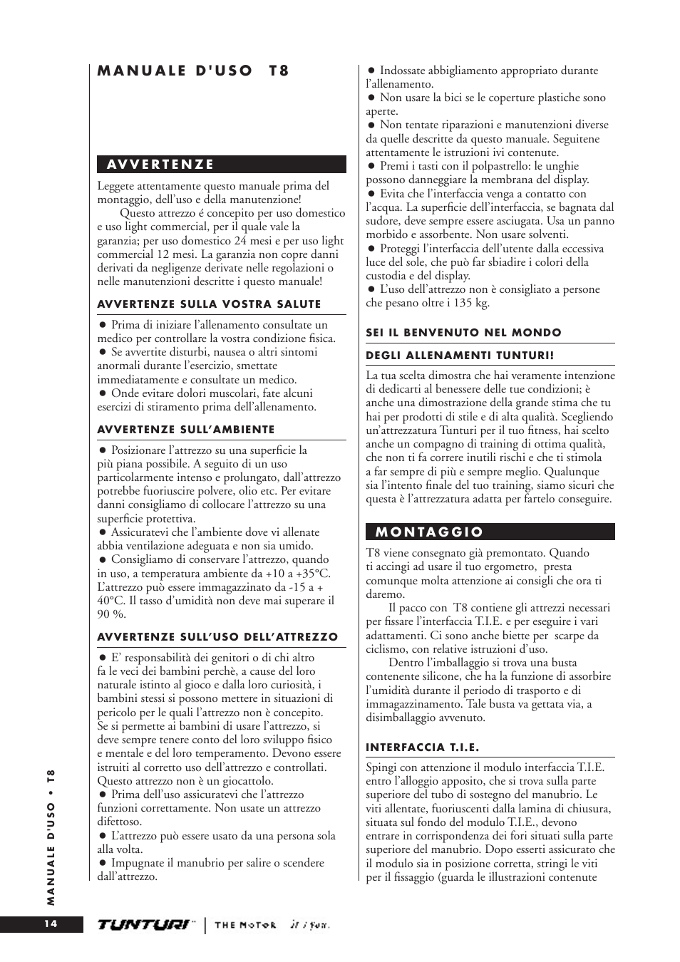 Tunturi T8 User Manual | Page 14 / 36