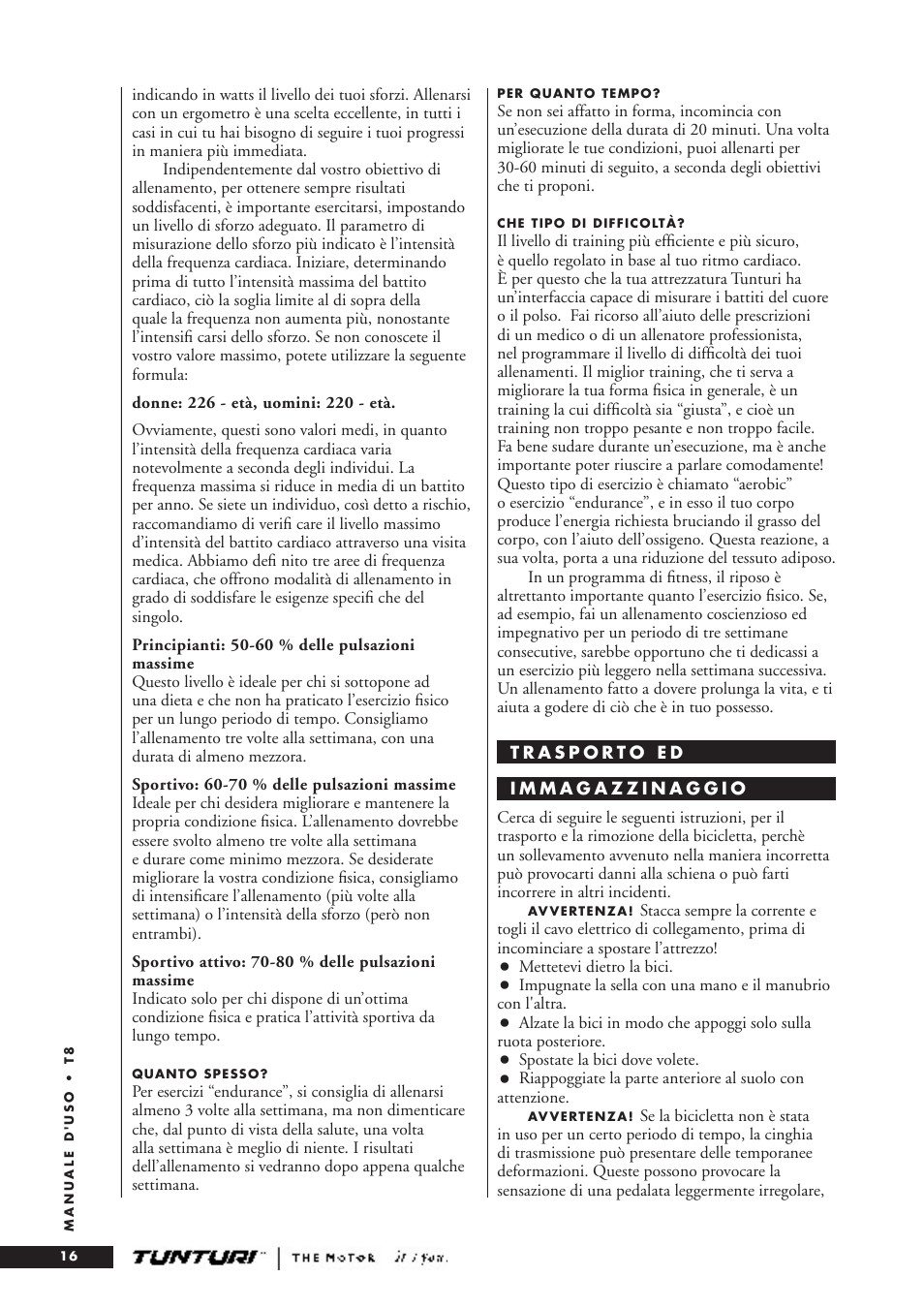 Tunturi T8 User Manual | Page 16 / 36