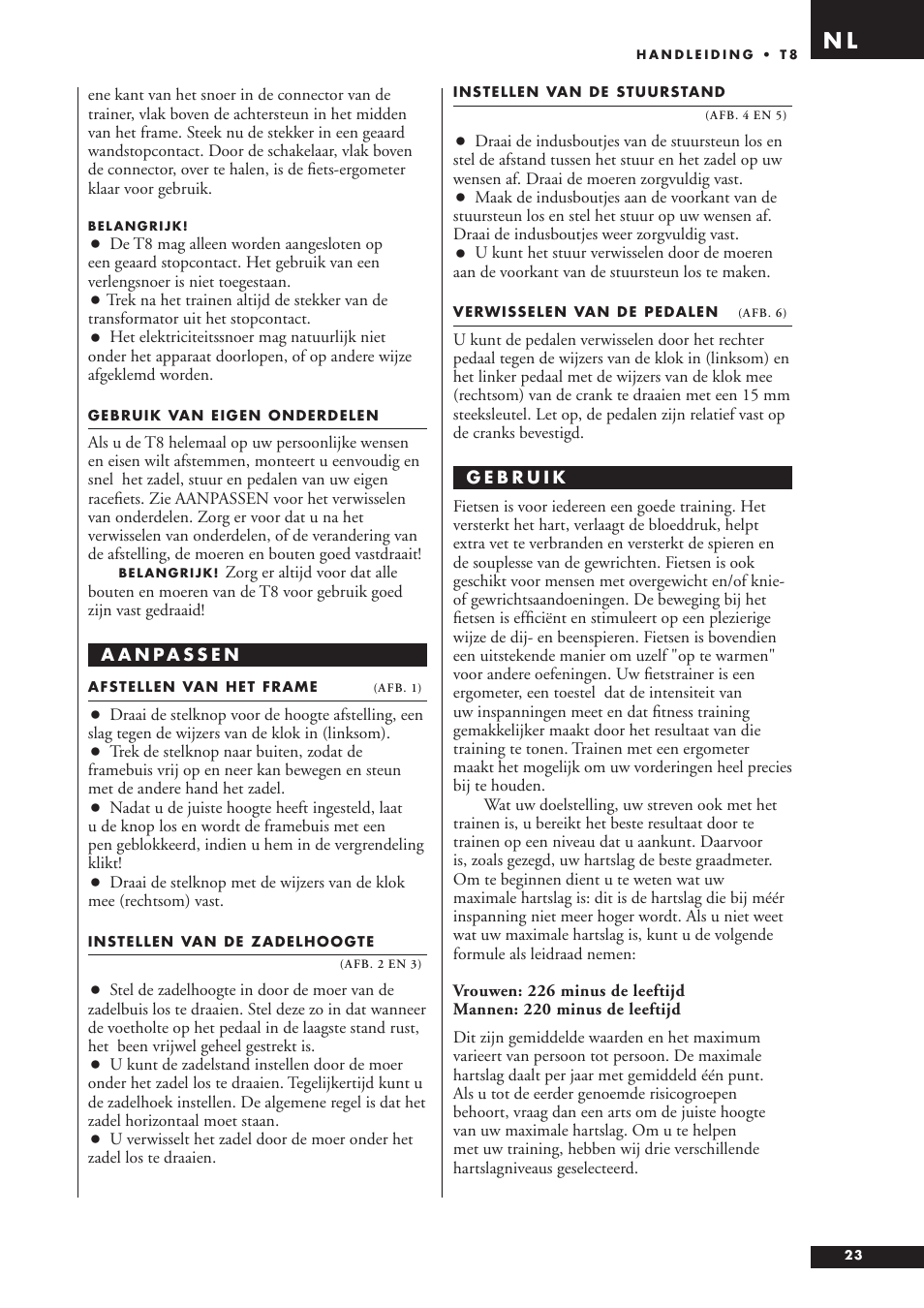 Tunturi T8 User Manual | Page 23 / 36