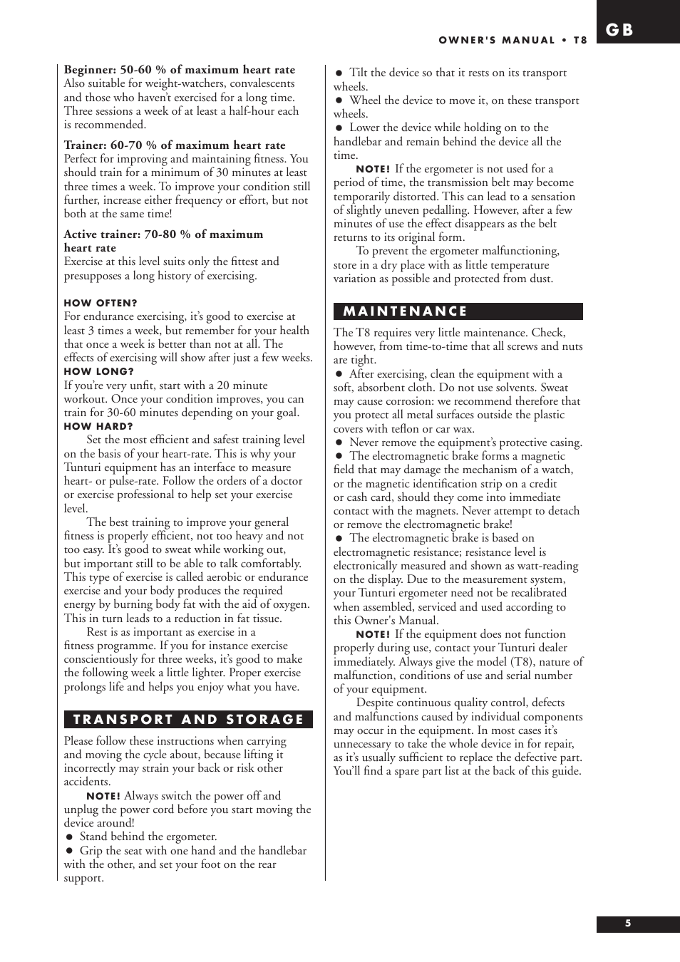 Tunturi T8 User Manual | Page 5 / 36