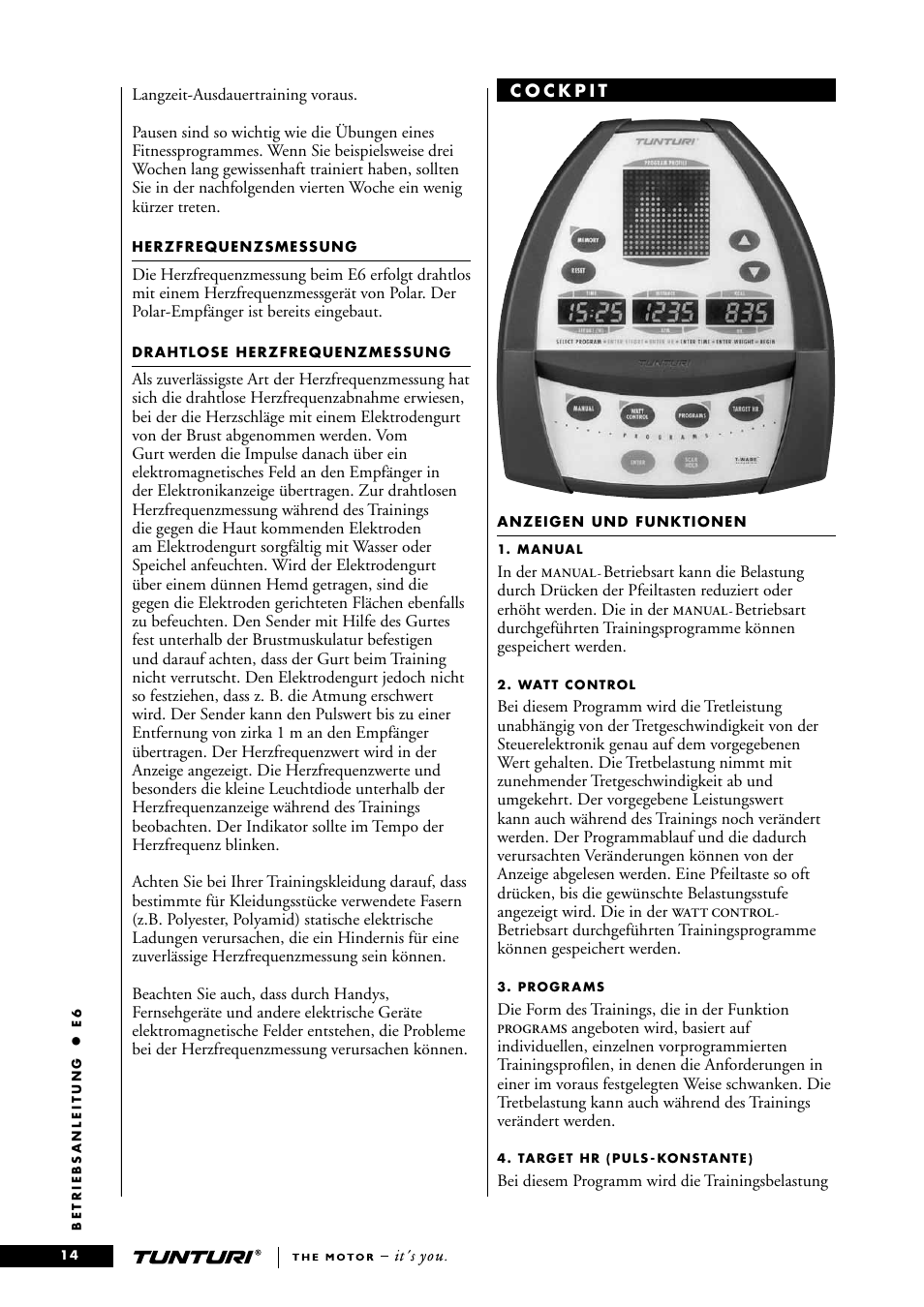 Tunturi E6 User Manual | Page 14 / 76