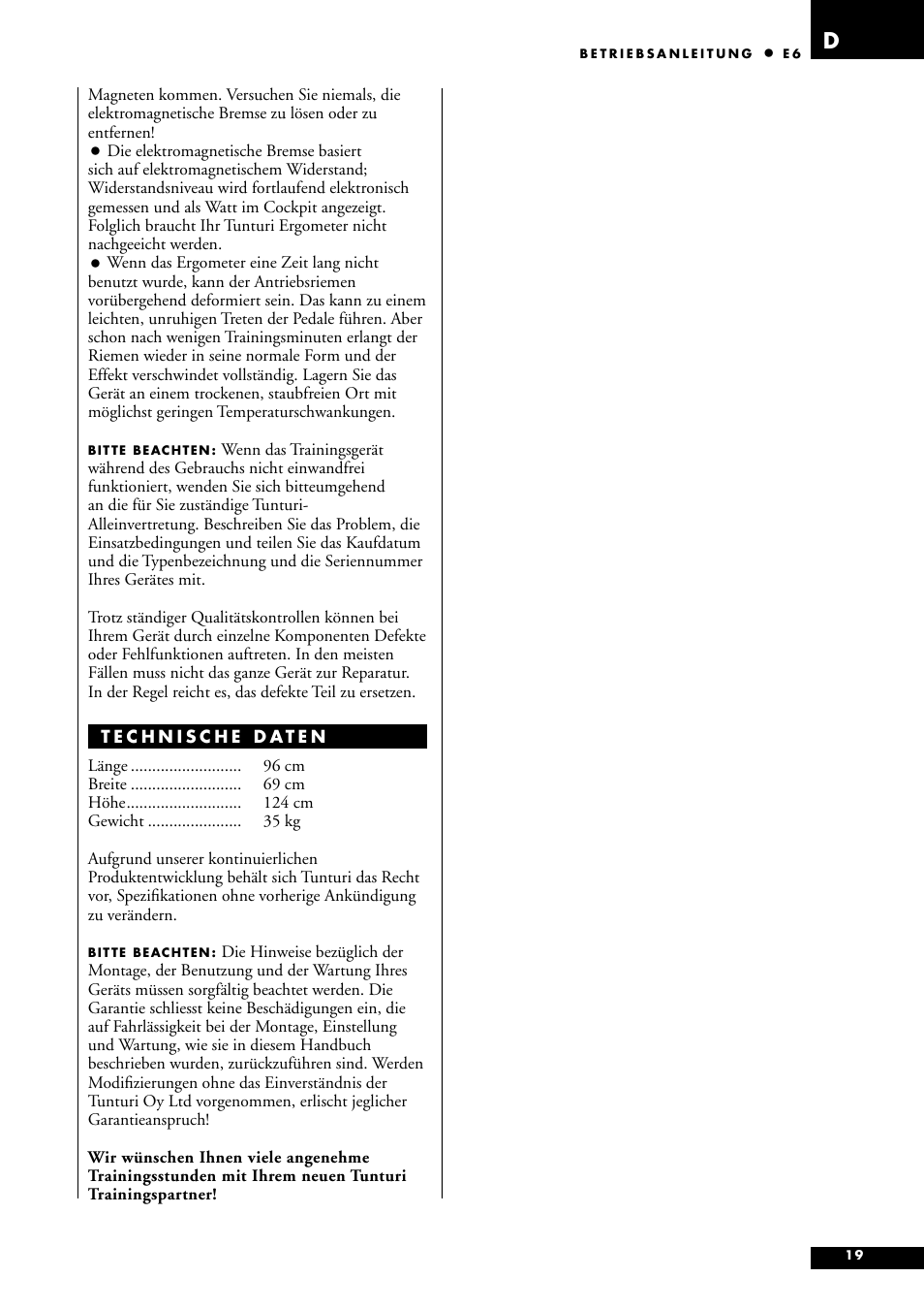 Tunturi E6 User Manual | Page 19 / 76