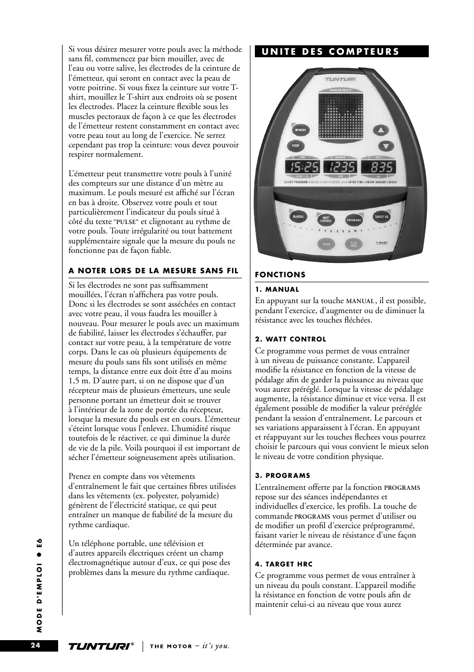 Tunturi E6 User Manual | Page 24 / 76