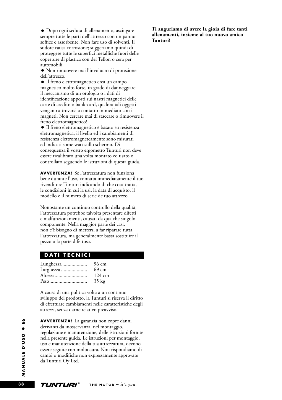 Tunturi E6 User Manual | Page 38 / 76