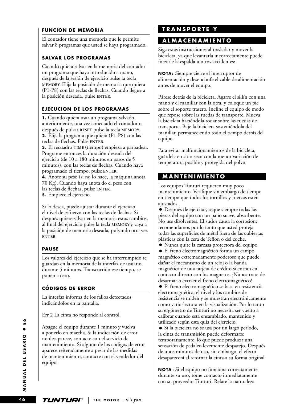 Tunturi E6 User Manual | Page 46 / 76