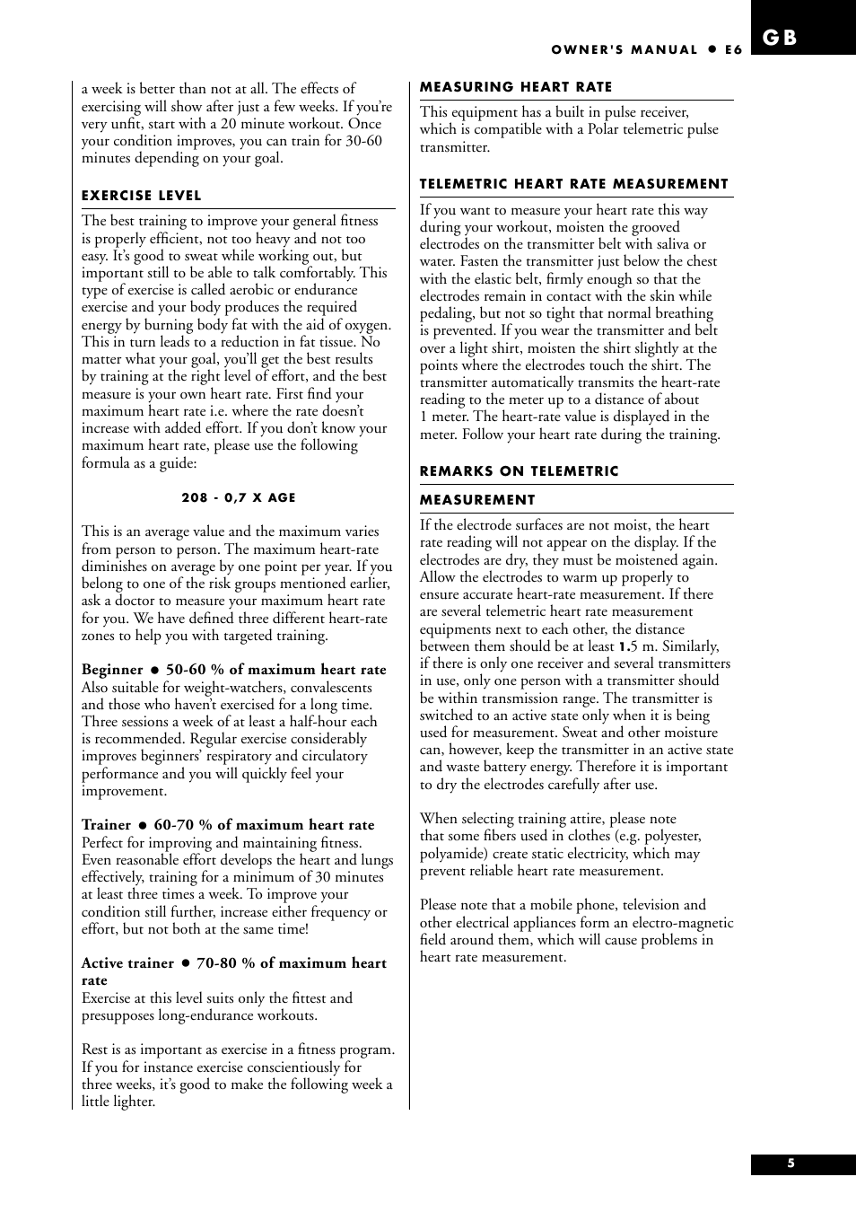 Tunturi E6 User Manual | Page 5 / 76