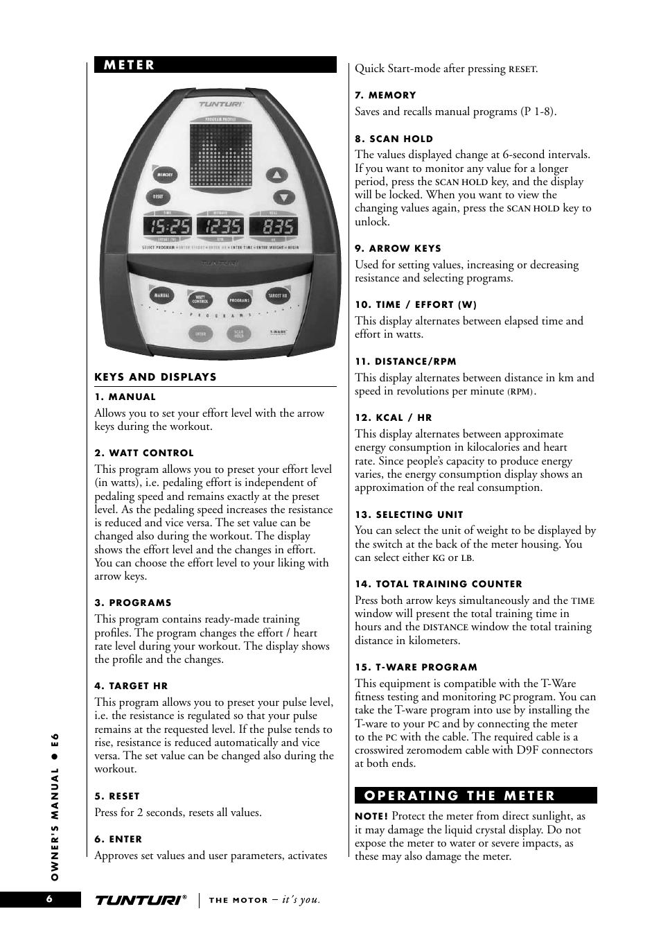 Tunturi E6 User Manual | Page 6 / 76