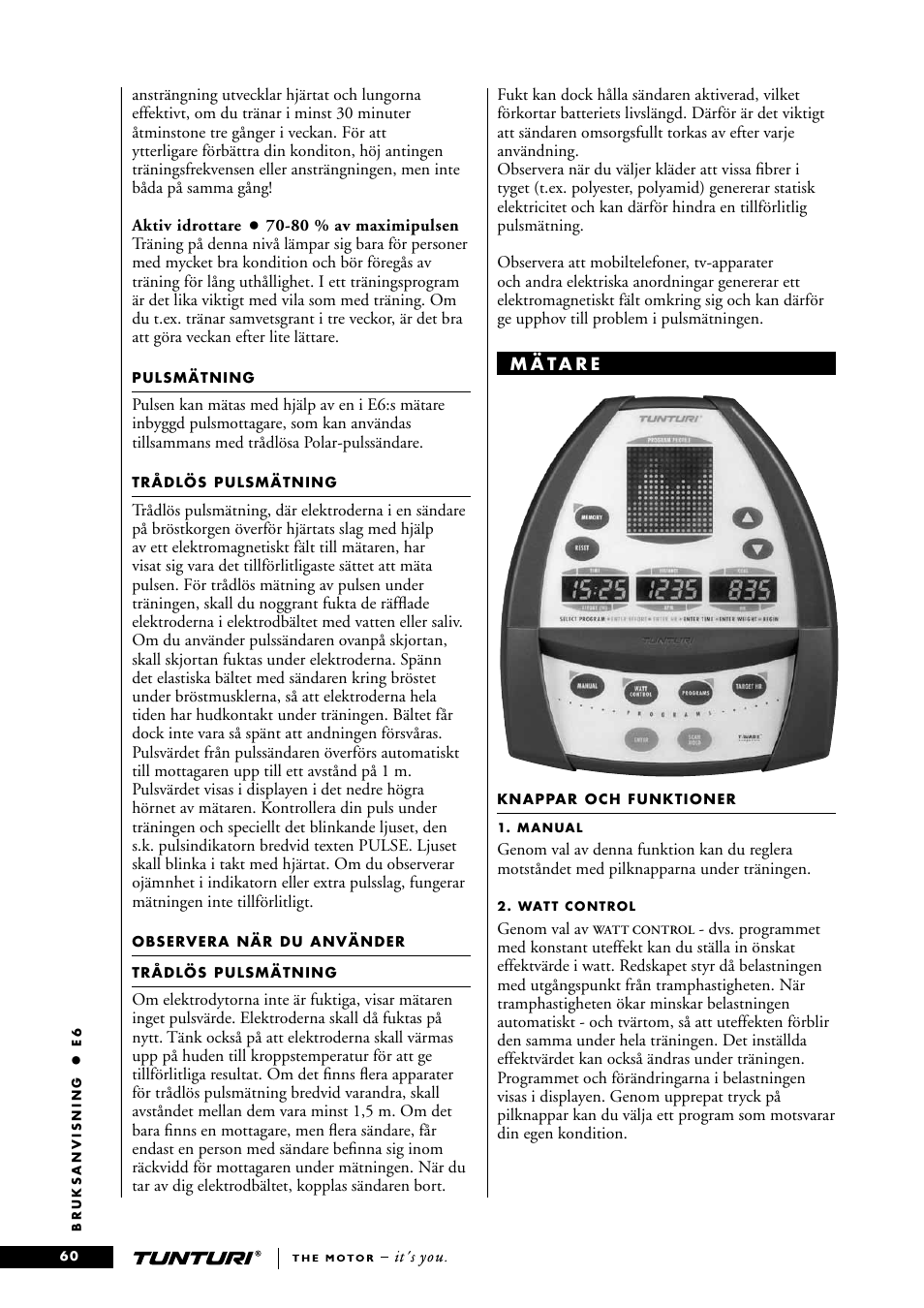 Tunturi E6 User Manual | Page 60 / 76