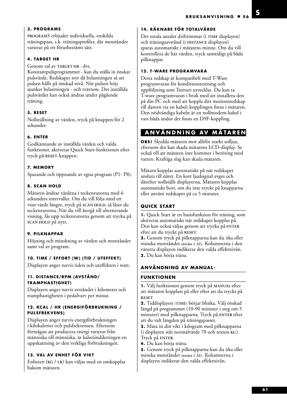 Tunturi E6 User Manual | Page 61 / 76