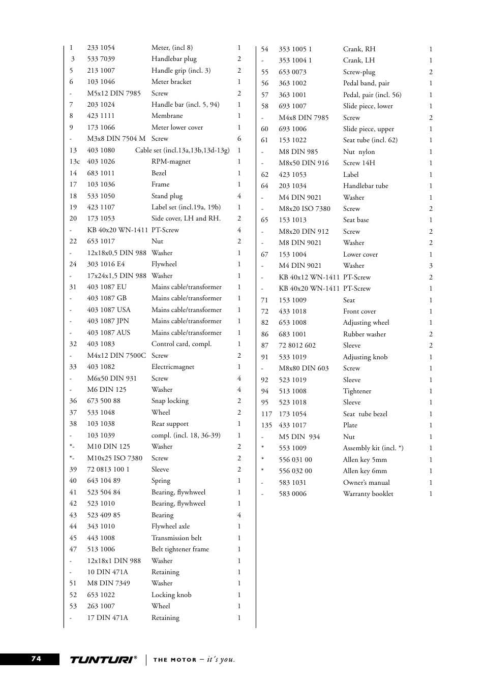 Tunturi E6 User Manual | Page 74 / 76