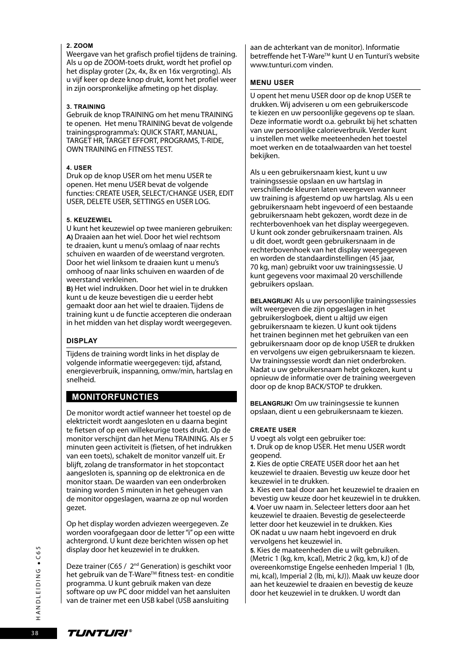 Tunturi C65 User Manual | Page 38 / 96