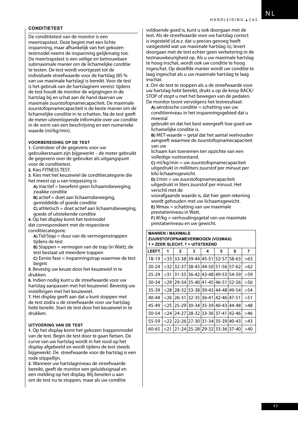 Tunturi C65 User Manual | Page 43 / 96