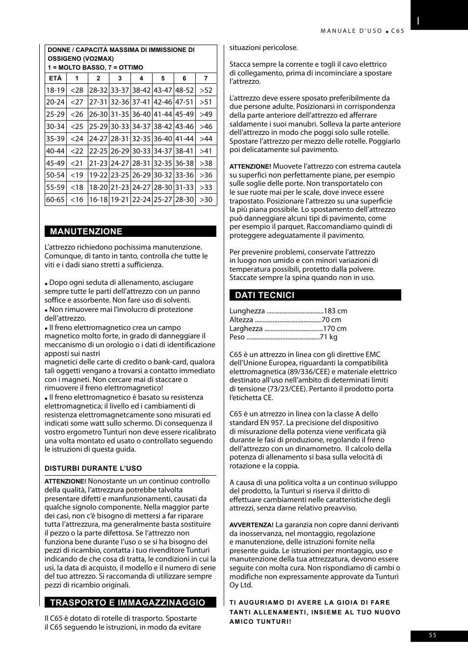 Tunturi C65 User Manual | Page 55 / 96