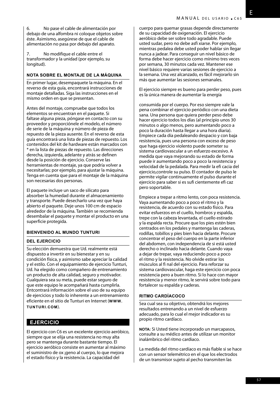 Tunturi C65 User Manual | Page 57 / 96