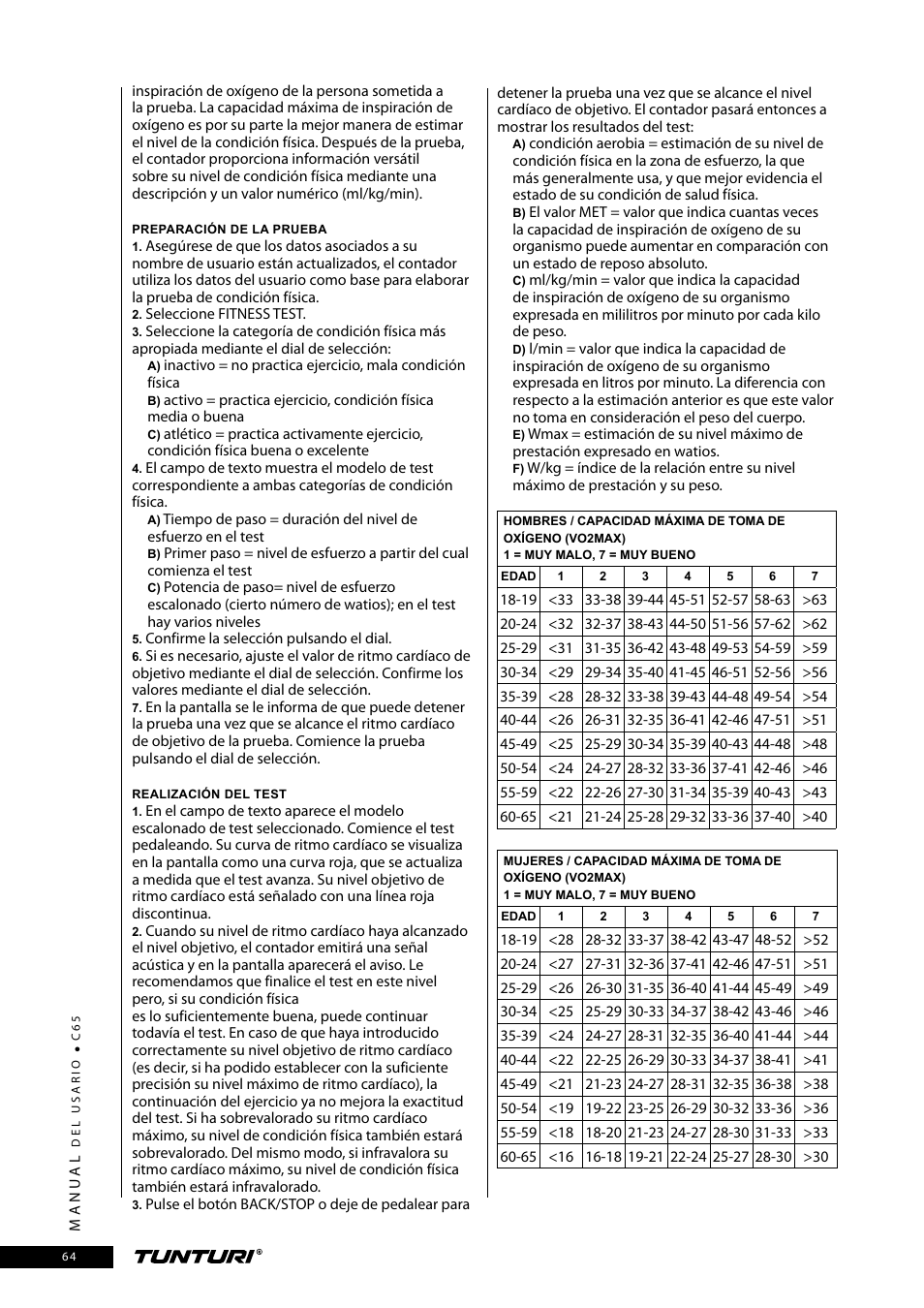 Tunturi C65 User Manual | Page 64 / 96