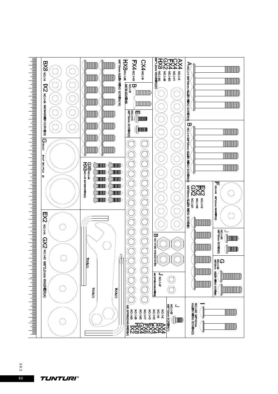 Ex2 gx2, Cx4 fx4 h x8, Fx2 gx 2 | Iix2, Hx8 gx 8 | Tunturi C65 User Manual | Page 86 / 96