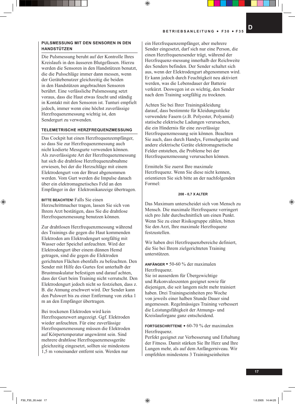 Tunturi F35 User Manual | Page 17 / 86