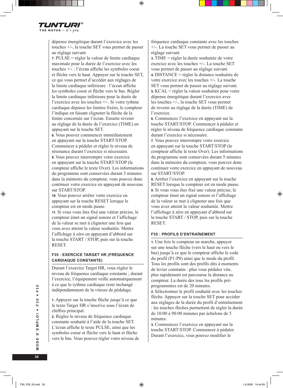 Tunturi F35 User Manual | Page 30 / 86