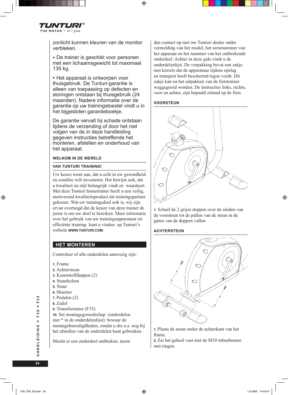 Tunturi F35 User Manual | Page 34 / 86