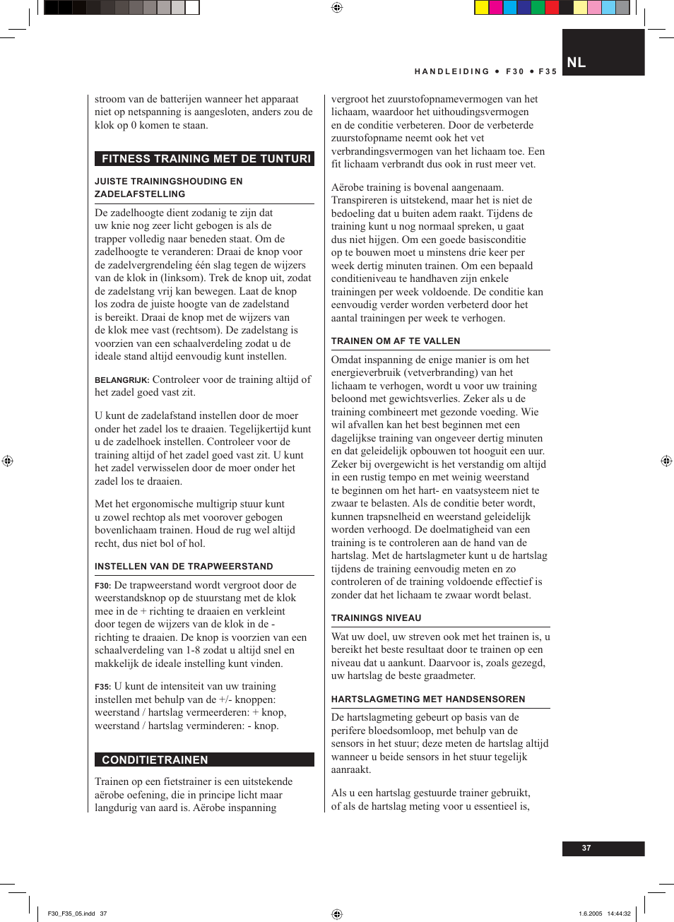 Tunturi F35 User Manual | Page 37 / 86