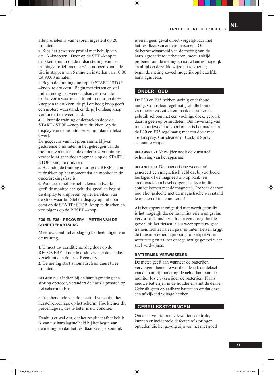 Tunturi F35 User Manual | Page 41 / 86