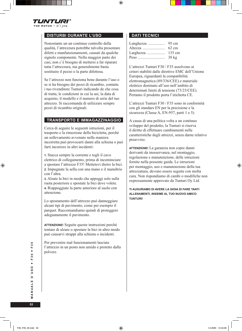 Tunturi F35 User Manual | Page 52 / 86