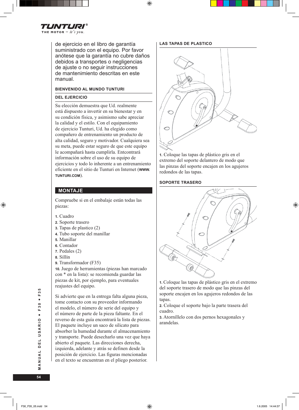 Tunturi F35 User Manual | Page 54 / 86
